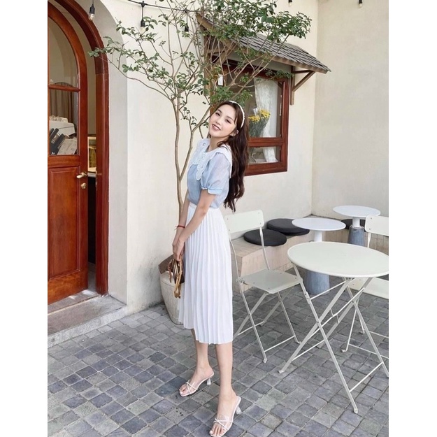 Áo tơ xước cổ ren