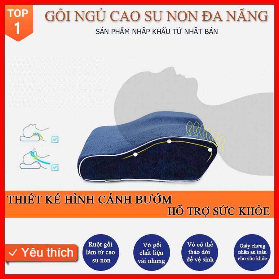 HOT 2019 Gối ngủ Nhật Bản cao su non đa năng giúp ngủ nhanh hết mất ngủ, phòng chống thoái hóa đốt sống cổ, hết ngáy ngủ