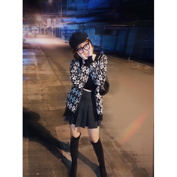 Áo cardigan S-3XL hoạ tiết caro xinh xắn ulzzang hothit mùa thu đông
