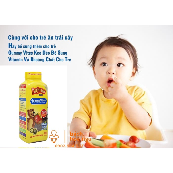 [Từ 2 tuổi trở lên]Kẹo Dẻo Gummy Vites L'il Critters Con Gấu Bổ Sung Các Loại Vitamin Hộp 300 viên