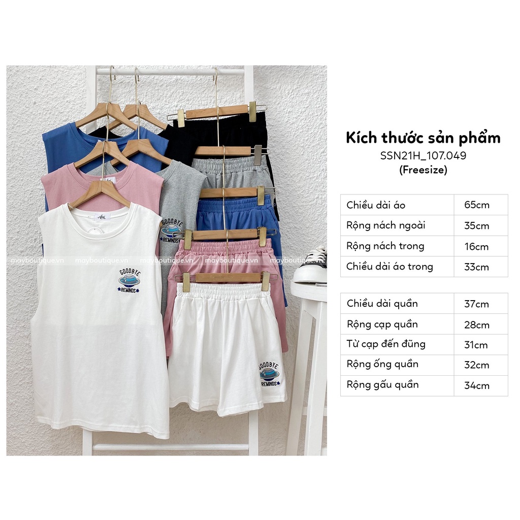[HÀNG CÓ SẴN] Set Thể Thao Cotton Freesize Tanktop Logo Thêu Kèm Quần Short Hot Hit SSN21H_107.049 | BigBuy360 - bigbuy360.vn