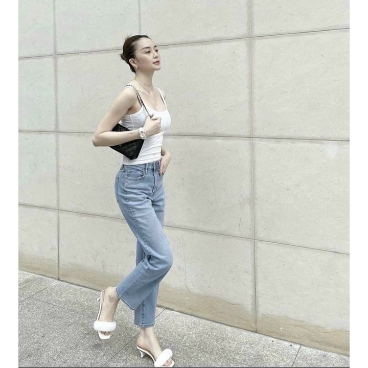 Quần jeans ống đứng xanh nhạt mã mới trẻ trung năng động