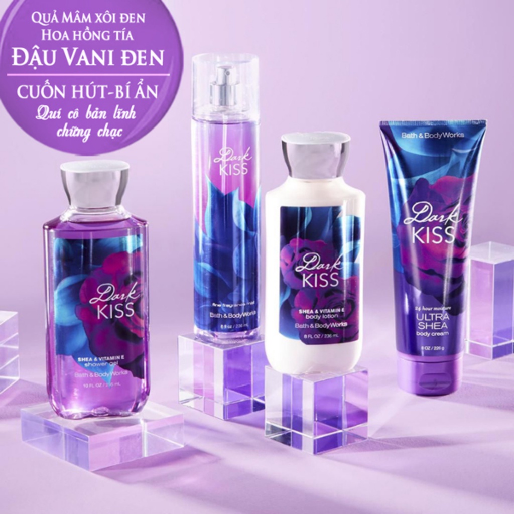 Dưỡng Da Toàn Thân Bath And Body Works Dark Kiss Giữ Ẩm Bảo Vệ Nuôi Dưỡng Da Mùi Thơm Dễ Chịu Chai 236ml