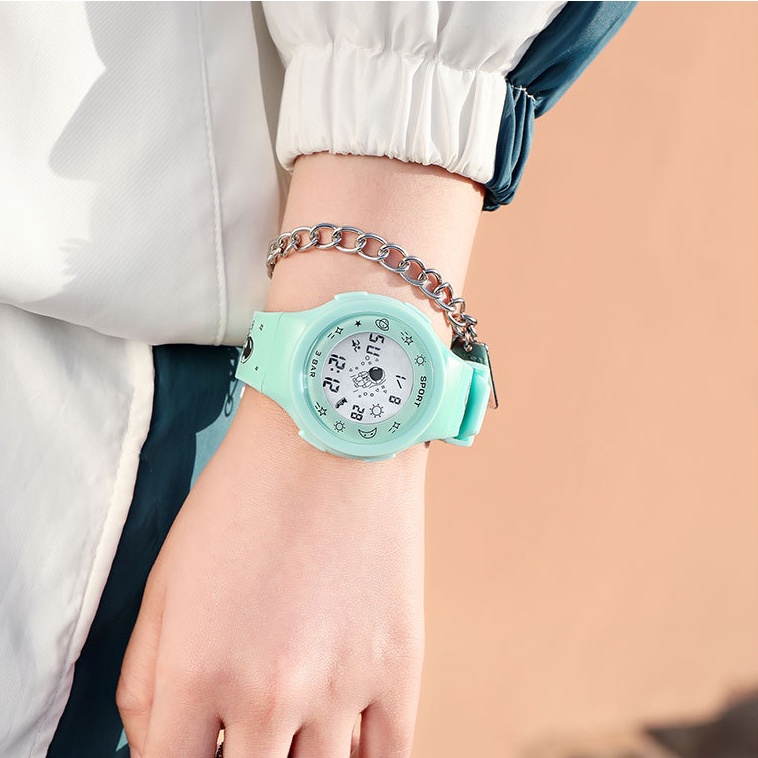 Đồng Hồ Điện Tử HT3 Chống Thấm Nước 5 Màu Dạ Quang Phong Cách Phi Hành Gia Hàn Quốc Dành Cho Học Sinh Nam Nữ