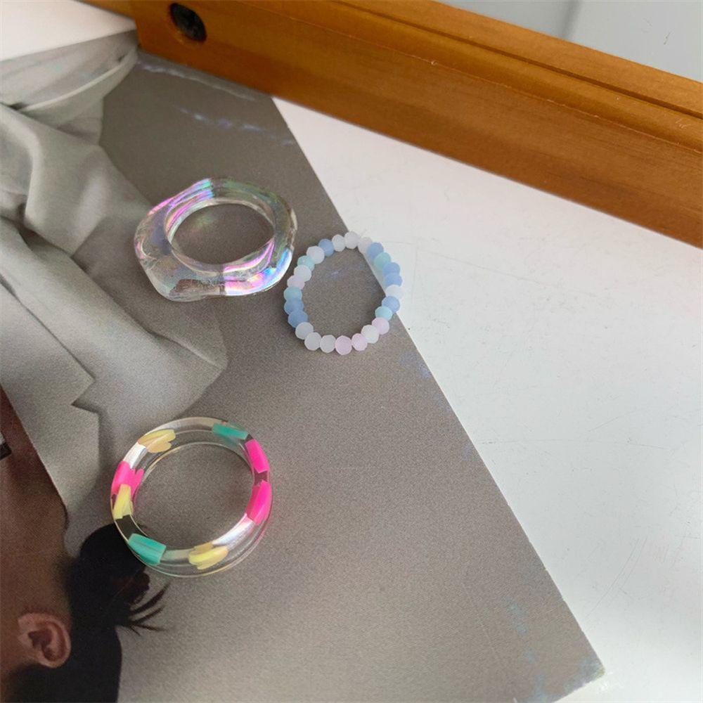 Nhẫn Đeo Tay Bằng Nhựa Trong Suốt Thời Trang Hàn Quốc Cổ Điển