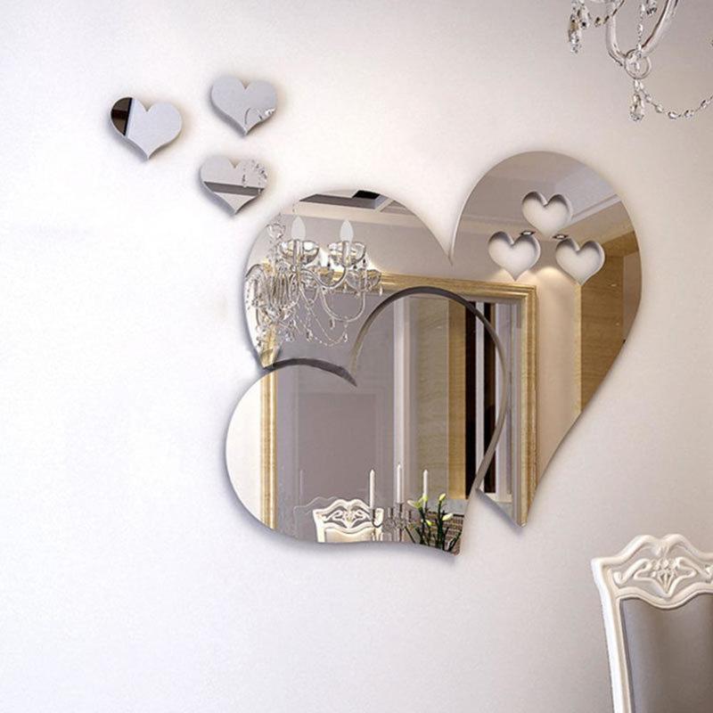 1 Bộ decal dán tường Hình Trái Tim 3d Dùng Trang Trí Phòng Khách, Phòng Ngủ