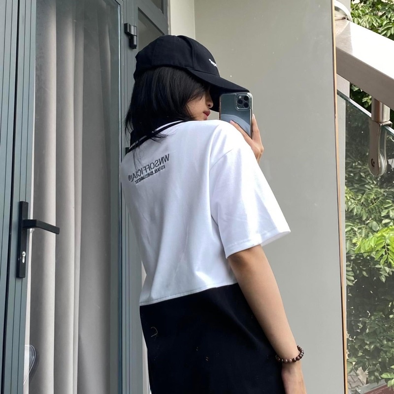 Áo Thun Polo Unisex WNS 1/2 màu ĐEN/TRẮNG form rộng ✳️ Chất thun da cá form nam nữ unisex/Áo thun có cổ Jaystoree