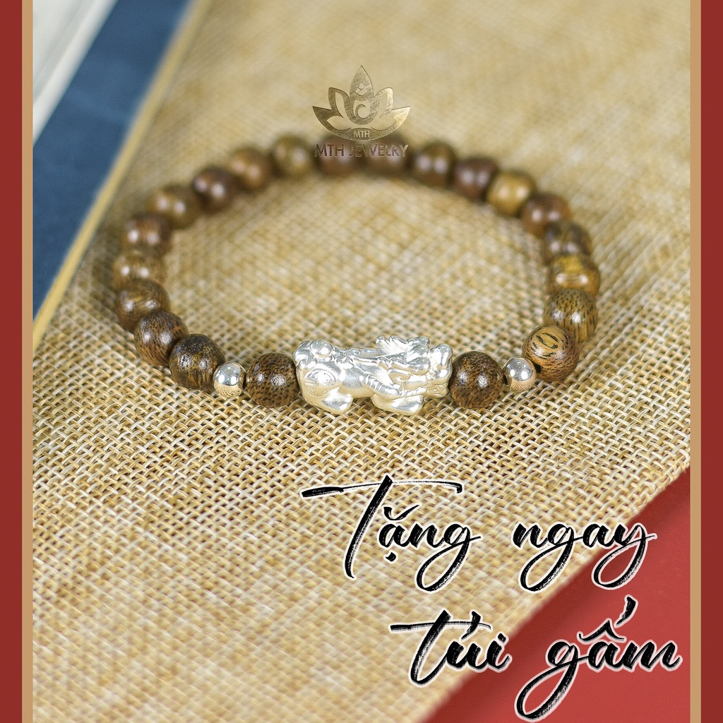 Charm MTH JEWELRY Tỳ Hưu Bạc S925 - Mix vòng tay - Xỏ Ngang - Chính Hãng