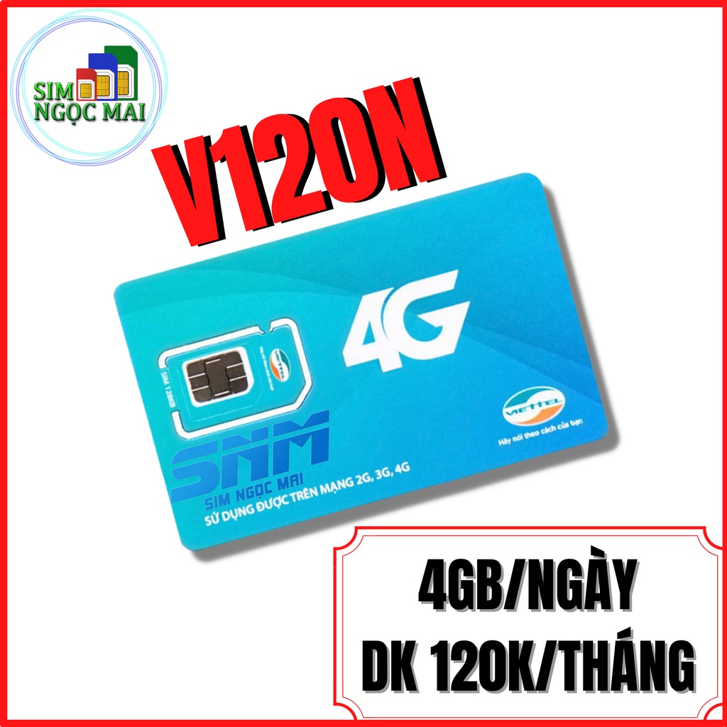 Sim 4G Viettel V120N - V120 - Umax50n - 60GB - 120GB DATA - MIỄN PHÍ GỌI - SIM NGỌC MAI