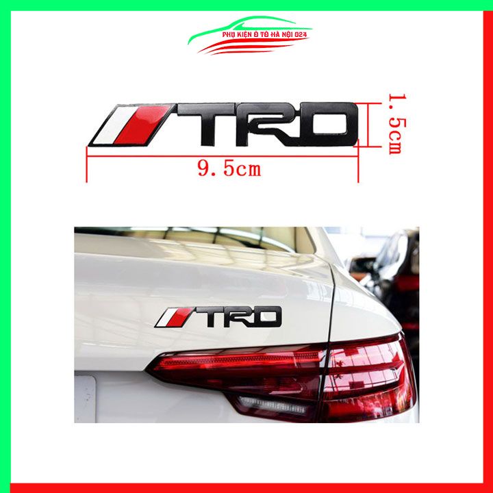 Logo tem dán chữ nổi TRD dùng dán đuôi cho xe ô tô hai màu đen mạ crom