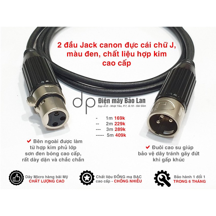 Dây Canon Đực Cái, Hàng Bãi USA, Chống Nhiễu Cao Cấp, Bảo Hành 6 Tháng