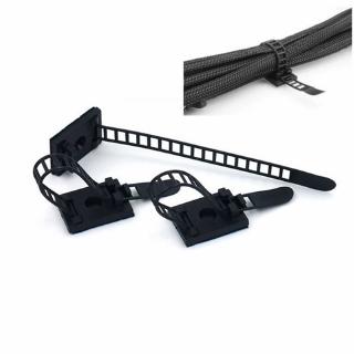 20pcs Black Sticky Adjustable Wire Ties Cable Clips Clip Plastic