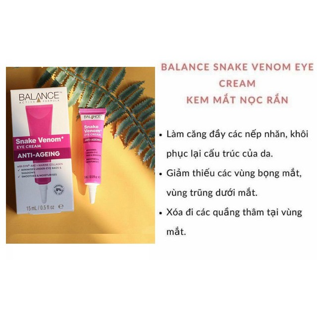 Kem Dưỡng Mắt Nọc Rắn Làm Giảm Quầng Thâm, Bọng Mắt Balance Active Formula Snake Venom Eye Cream 15ml | BigBuy360 - bigbuy360.vn