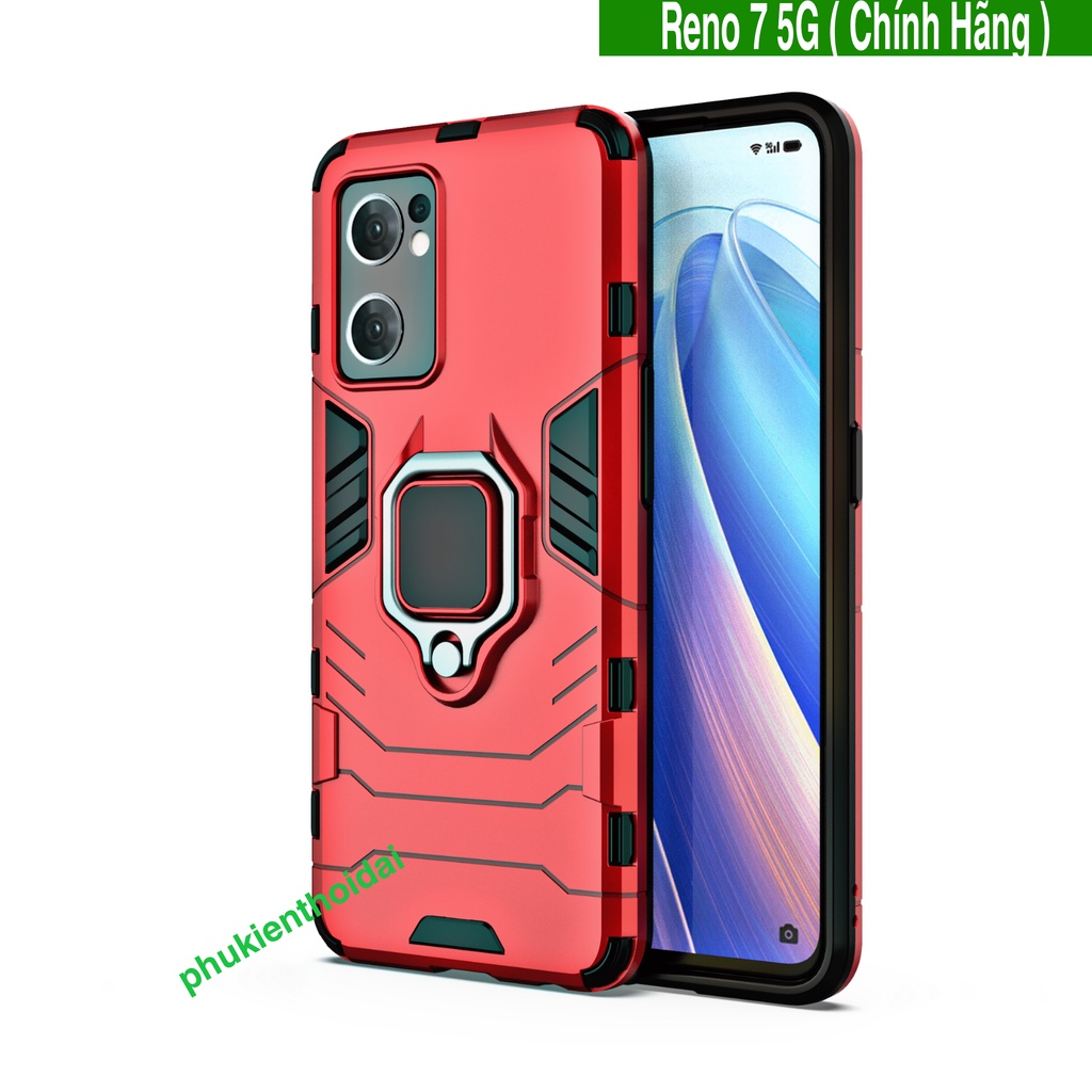 Ốp lưng Oppo Reno 7 5G Iron Man Iring chống sốc giá đỡ mặt lưng xem phim bảo vệ toàn diện