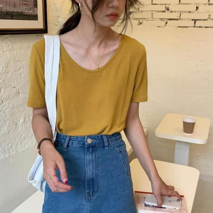 Áo Thun Ngắn Tay Nữ Áo Phông Nữ Ngắn Tay Trơn Cổ Tròn Form Rộng Ulzzang Hàn Quốc Áo Phông Thun Cotton