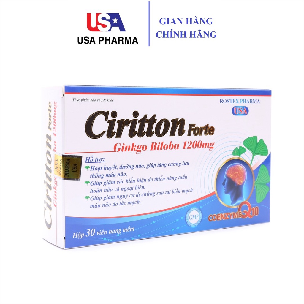 Hoạt huyết dưỡng não Ciritton Ginkgo Biloba 1200mg - 30 viên [Ciritton Forte]