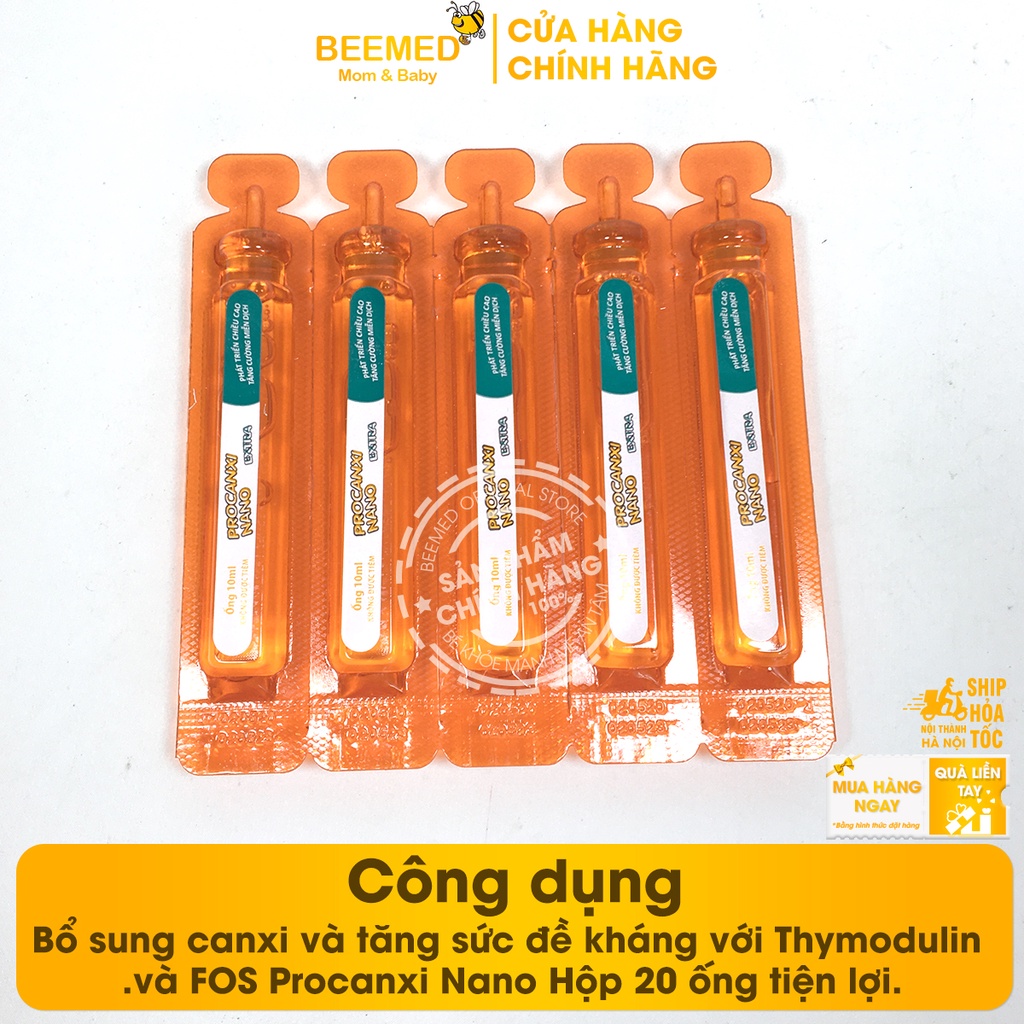 Bổ sung canxi và tăng sức đề kháng với FOS Procanxi Nano và Thymodulin Hộp 20 ống tiện lợi