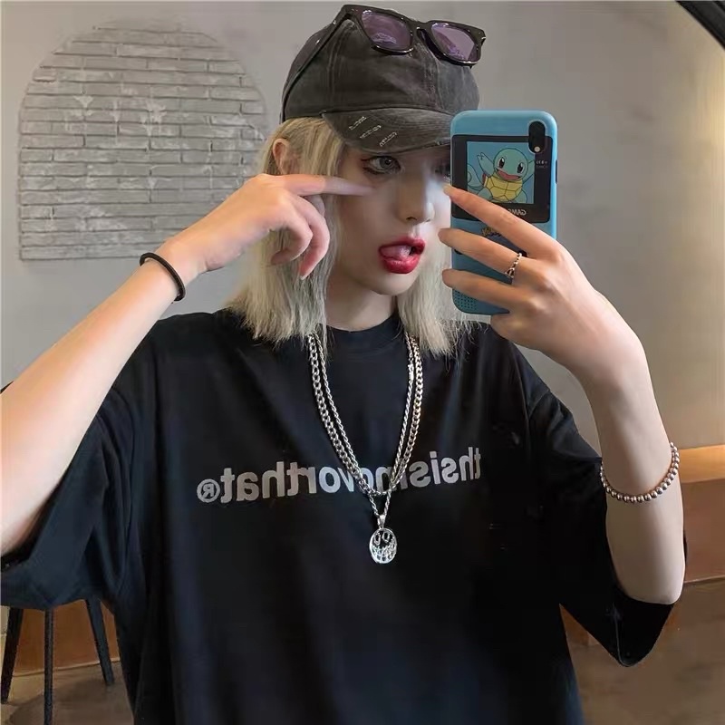 Áo phông tay lỡ, Áo phông tay lỡ from rộng Unisex in chữ Thisinovothat