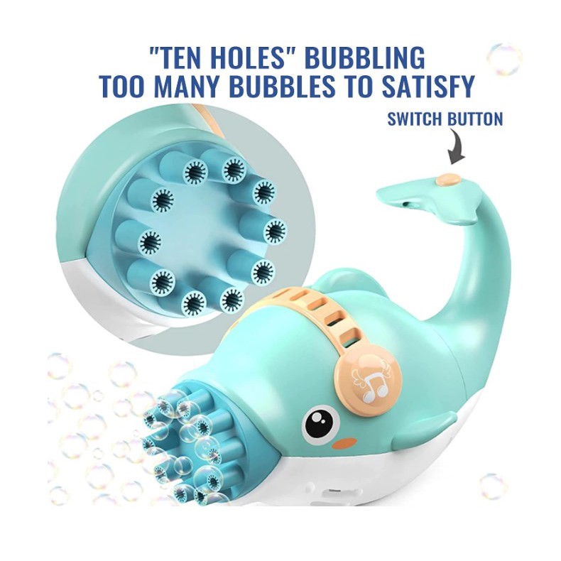 Súng bắn bong bóng cá heo 10 nòng cho bé - Cá Heo thổi bong bóng xà phòng hình đồ chơi trẻ em ngoài trời