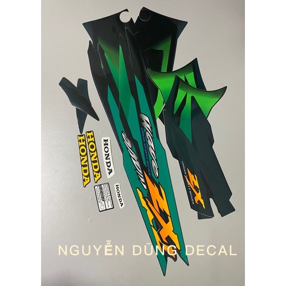 Nguyên bộ tem  Wave ZX màu xanh lá _ NguyenDungDecal