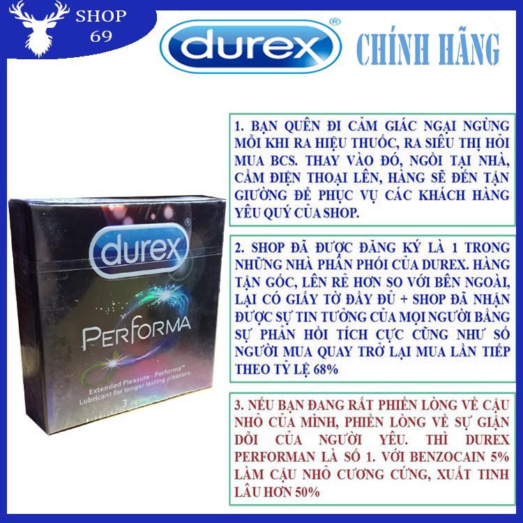 (TRỊ XUẤT TINH SỚM - 100%) Bao cao su DUREX PERFORMA kéo dài thời gian quan hệ (03bao/1 hộp bcs)