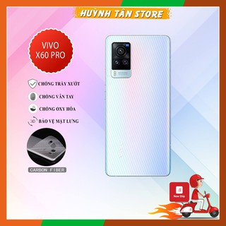 Miếng dán decal carbon mặt sau Vivo X60 Pro chống trầy mặt lưng, chống bám vân tay (Tặng Camera Carbon)