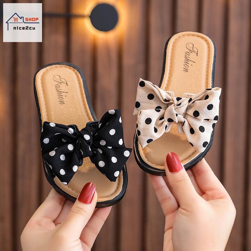 Dép Sandal Đế Mềm Chống Trượt Đính Nơ Họa Tiết Chấm Bi Dễ Thương Dành Cho Bé Gái dép đi biển trẻ em dép cho bé gái 5 tuổi 2 tuổi dép cho bé gái dép đôi mẹ và bé
