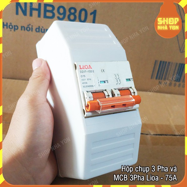 Hộp chụp MCB 3 Pha Aptomat 3P chống quá tải, chống giật át cài nhựa ABS chống cháy trắng mới 100%