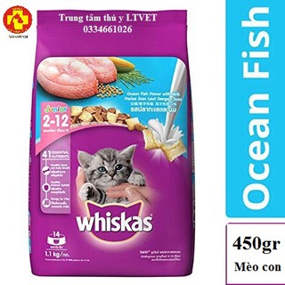 Thức ăn hạt whiskas junior 450gr cho mèo nhỏ vị hải sản và sữa thơm ngon bổ dưỡng