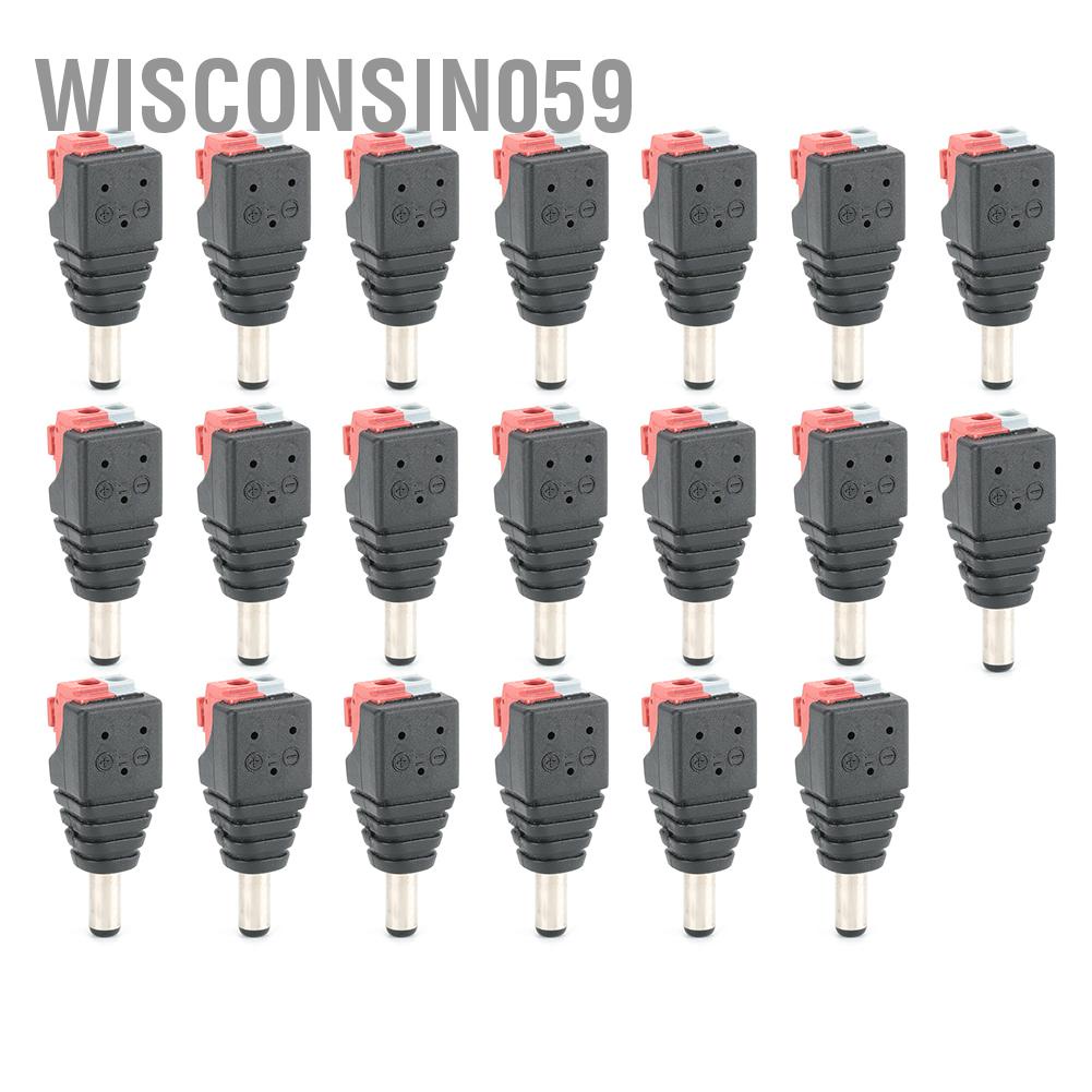 Wisconsin059 20Pcs 5.5x2.5mm Male Connector Cable Terminal DC Power Plug Adapter Jack for LED Light Strip