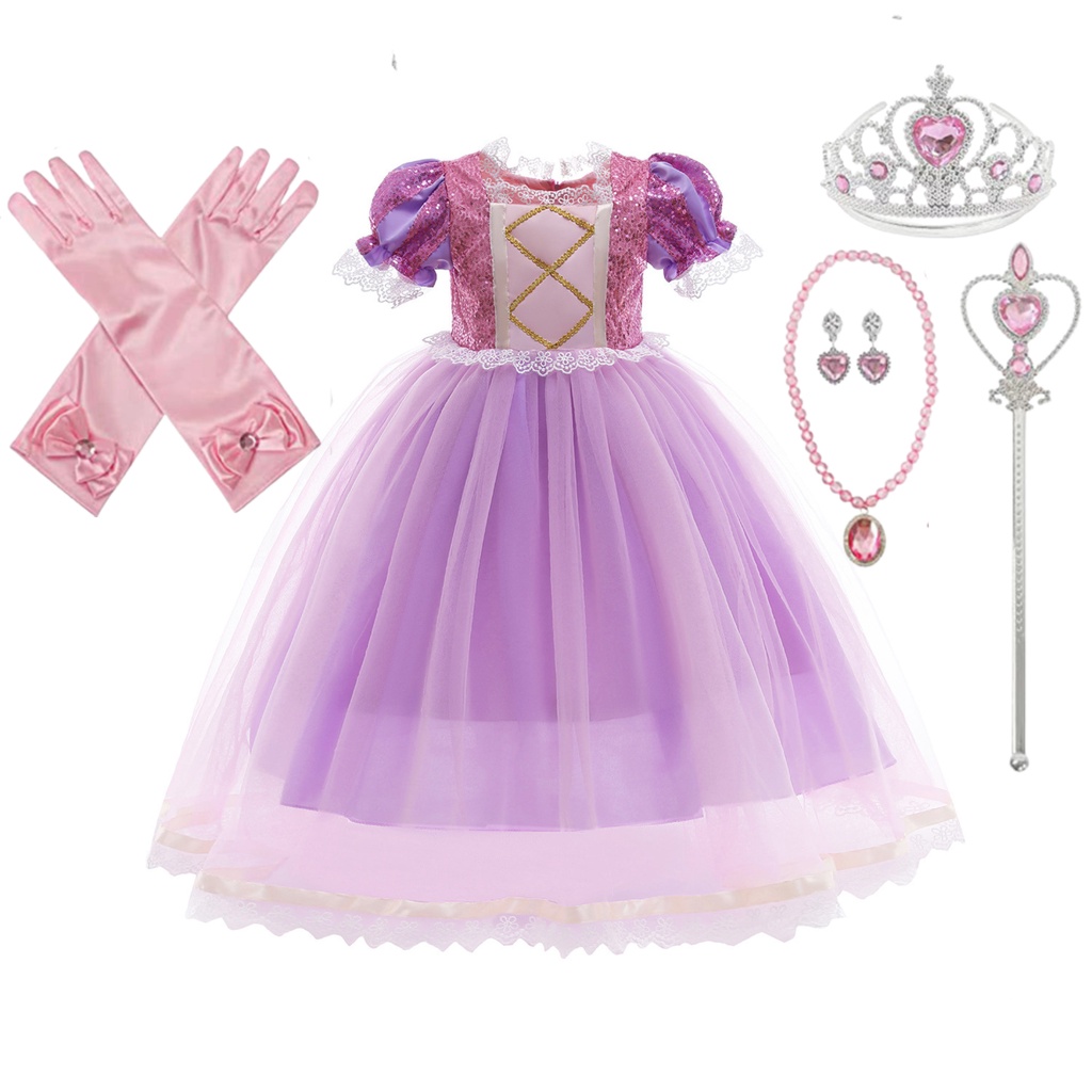 Váy công chúa tóc mây. Váy đầm elsa cho bé. Váy hóa trang halloween