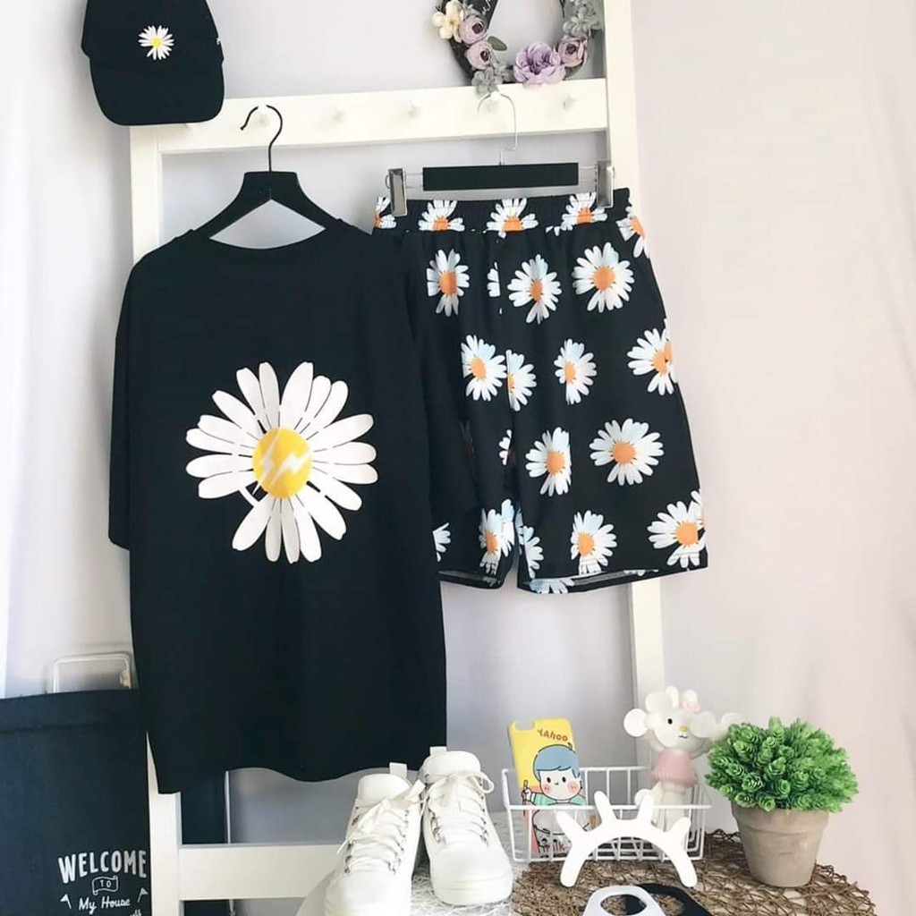 [ẢNH THẬT] Set Đồ Bộ Hoa Cúc G-DRAGON cartoon 3D Cute DB19-Lapi VN Áo+ Quần Đùi Vải Thun Cotton Thoáng Mát, Freesize | BigBuy360 - bigbuy360.vn