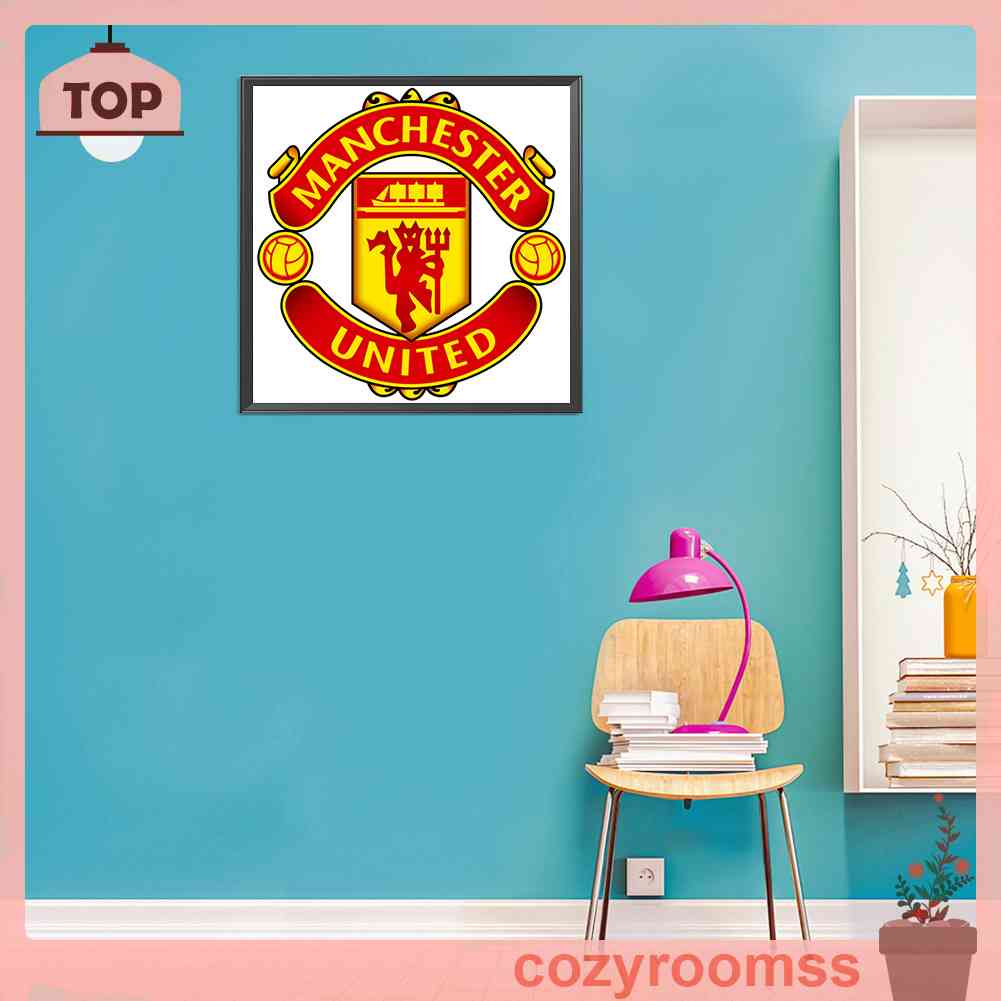 Tranh Đính Đá Kim Cương Toàn Bộ 5D DIY Hình Vẽ Huy Hiệu Manchester United