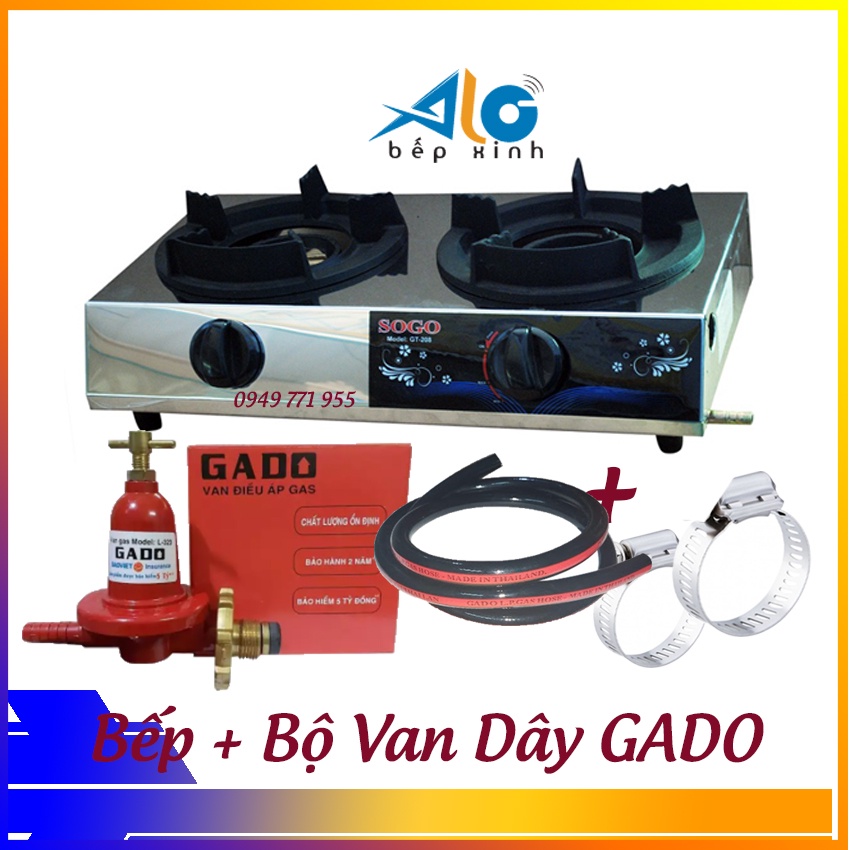 BẾP GAS 2 LÒ CÔNG NGHIỆP KHÈ SOGO GT-208S2 - lửa xanh, mạnh - Alo Bếp xinh