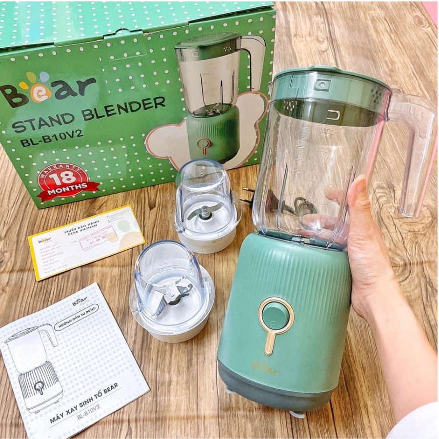 MÁY XAY ĐA NĂNG 3 CỐI XAY SINH TỐ, XAY THỊT, NGHIỀN HẠT BEAR B10V2 BẢO HÀNH 18 THÁNG