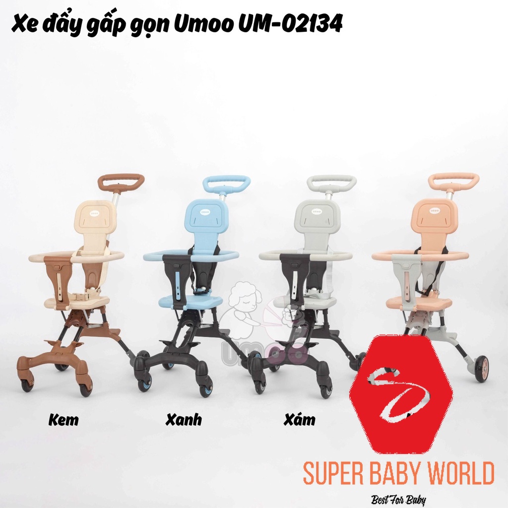 Xe Đẩy Gấp Gọn Umoo UM-02134, Thiết kế Nhỏ Gọn, Màu Sắc Tươi Sáng, Chất Liệu Êm Ái