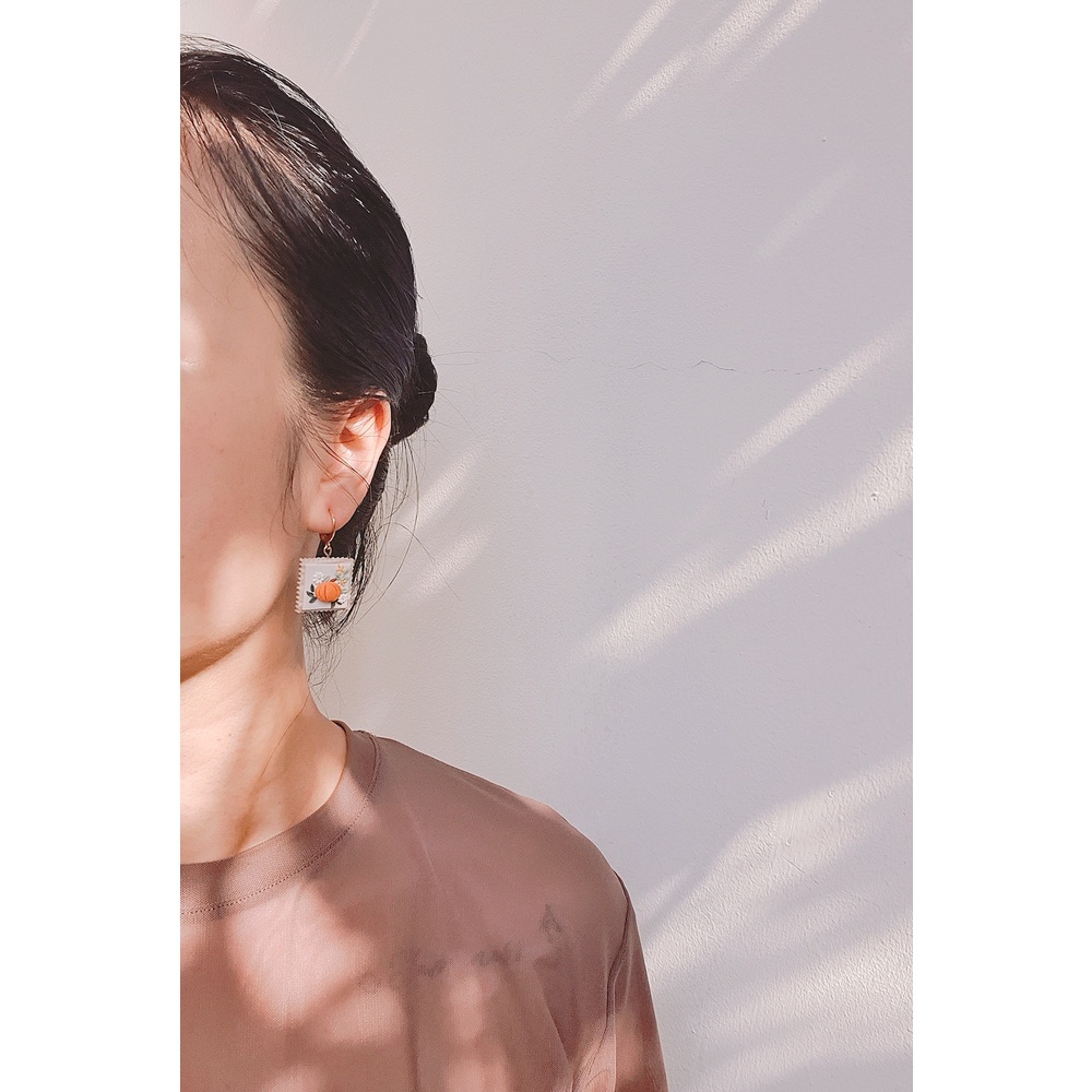 Bông tai hoạ tiết Bí đỏ - Pumpkin Spice | Trang sức hoa tai thủ công đất sét polymer clay | LAM Jewelry