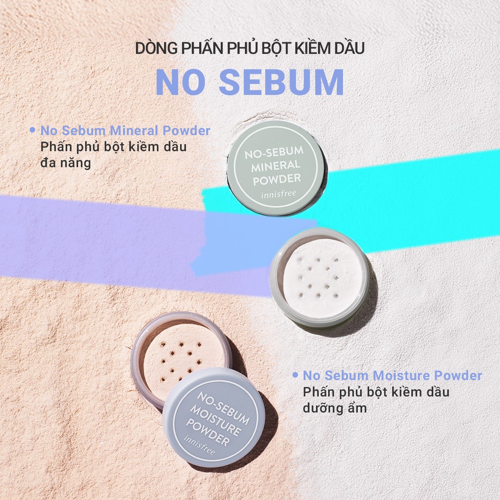 [Mã FMCGMF11 giảm 8% đơn 250K] Phấn phủ kiềm dầu & dưỡng ẩm dạng bột innisfree No Sebum Moisture Powder 5g