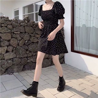 (Sẵn) Váy đen chấm bi /Đầm đen ulzzang