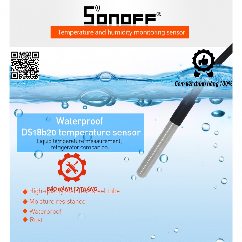 Thiết Bị Cảm Biến Độ Ẩm DS18 B20 Dùng Cho Sonoff