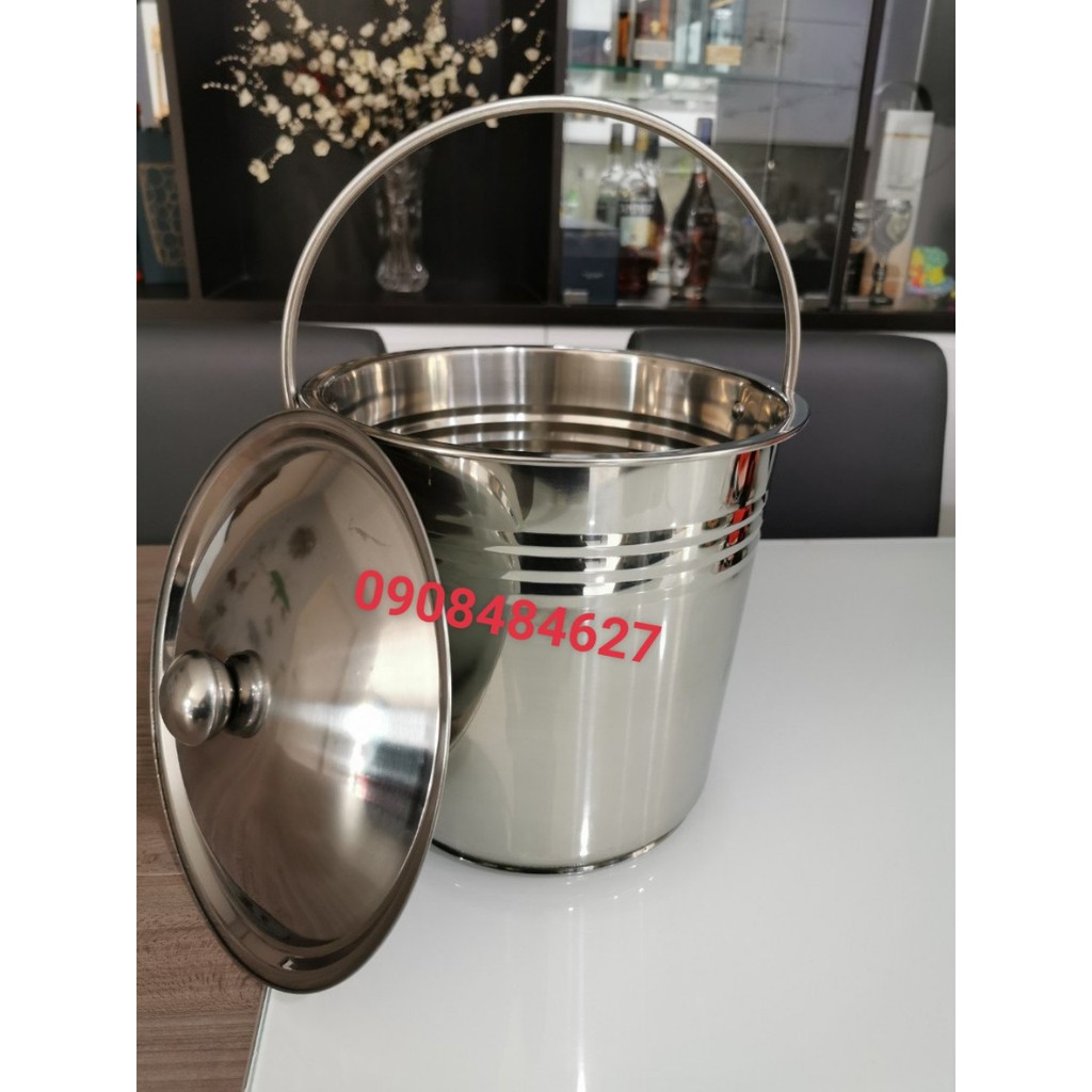 Xô Inox Có Nắp Đựng Nước Lèo / Đựng Đá
