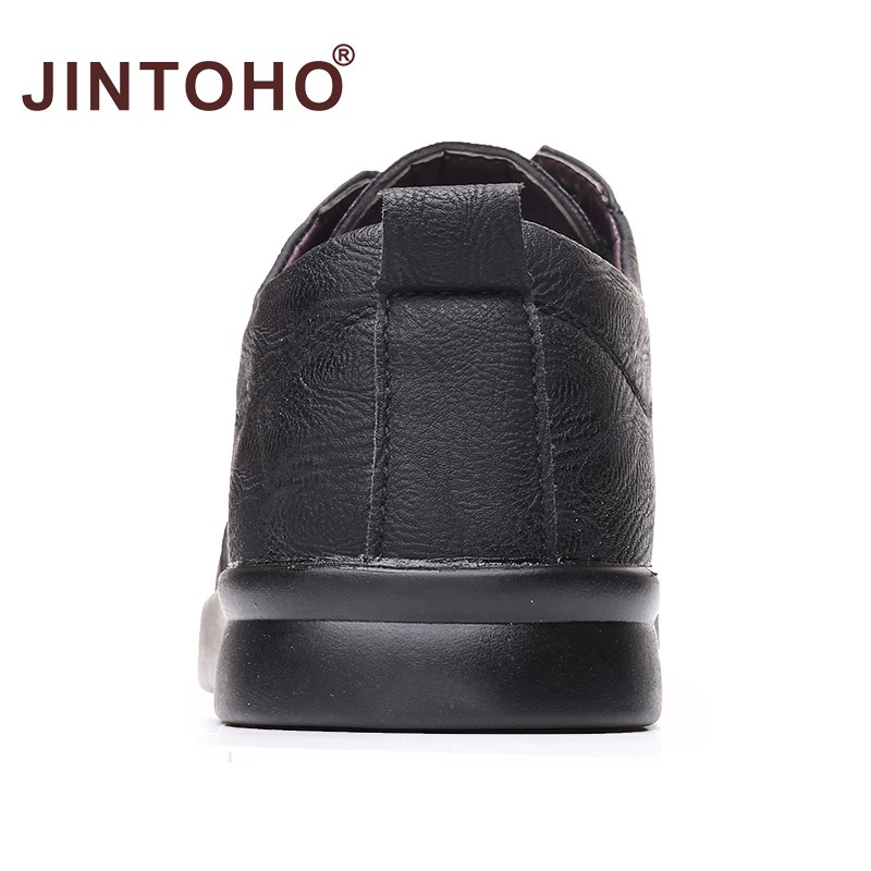 [JINTOHO] Giày Da Bò Cao Su Thắt Dây Thời Trang Công Sở Trang Trọng Màu Đen Cho Nam