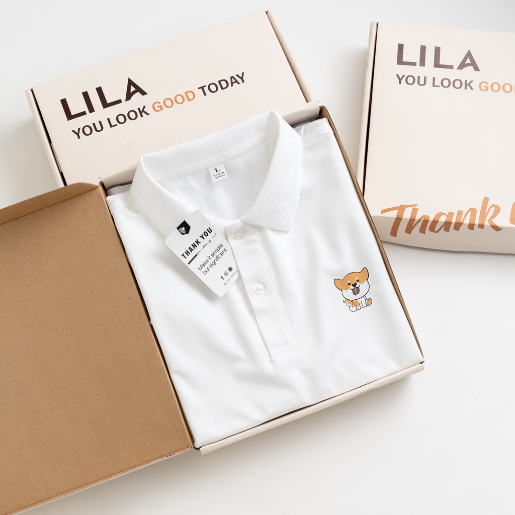 Áo POLO nam CORGI IN TÊN basic đẹp vải cá sấu COTTON giữ form bền bỉ, chống nhăn, thời trang nam cao cấp - LILA