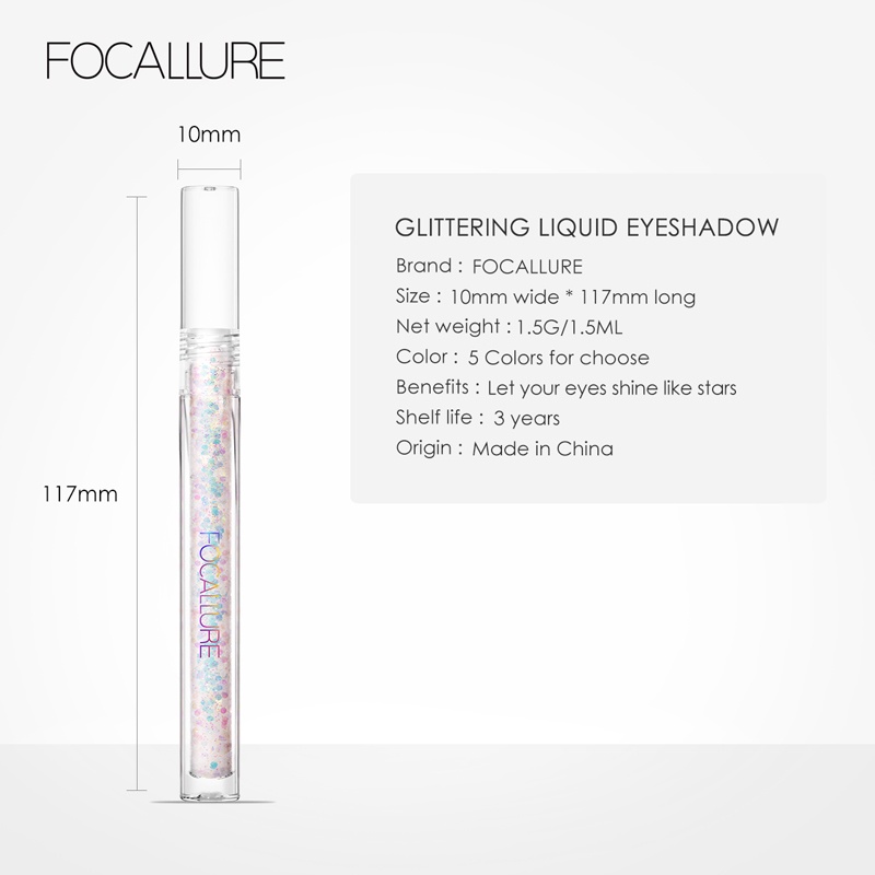 FOCALLURE Nhũ kẻ mắt kim tuyến lấp lánh chống thấm nước 1.5g
