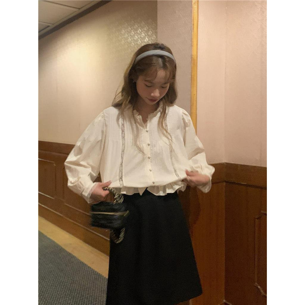 Áo Kiểu Tay Dài Dáng Rộng Màu Sắc Thanh Lịch 61072