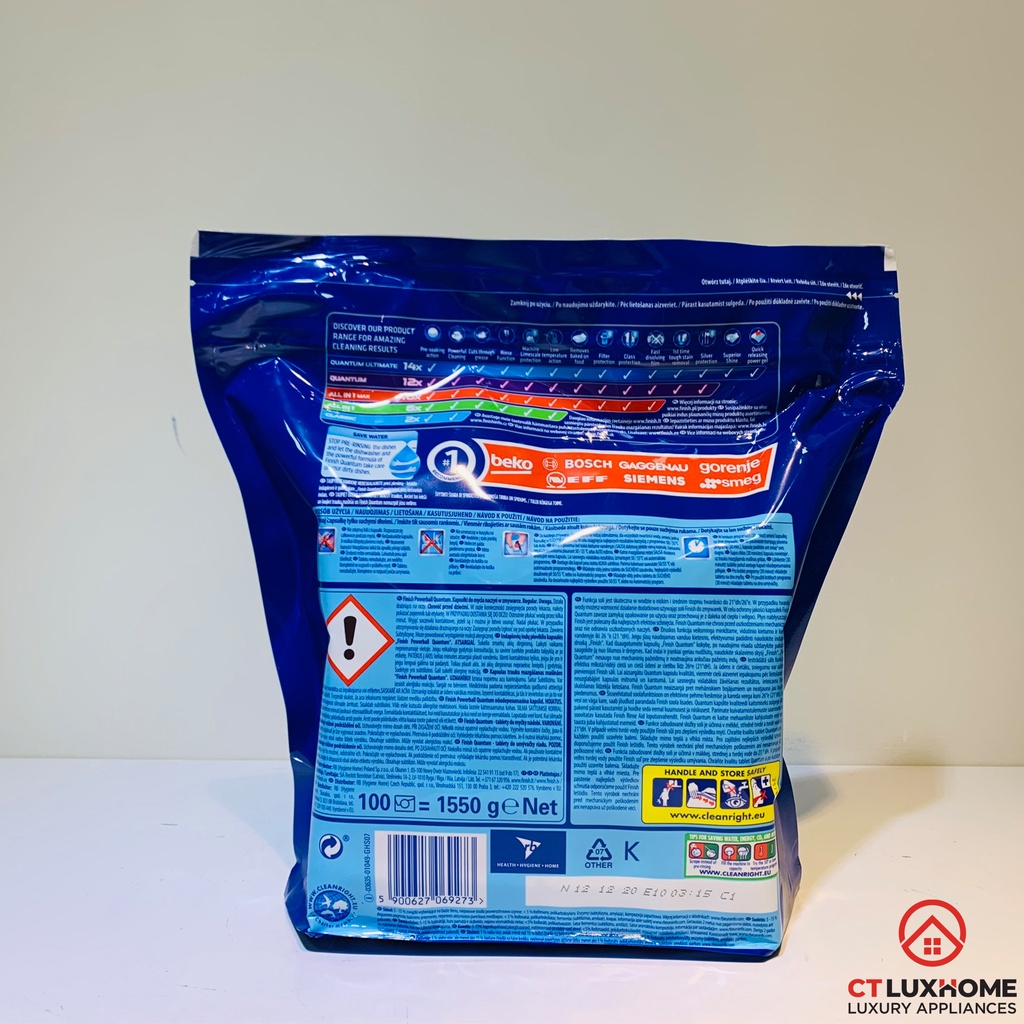 Viên rửa bát Finish Quantum PowerBall 100 viên - Hàng chính hãng