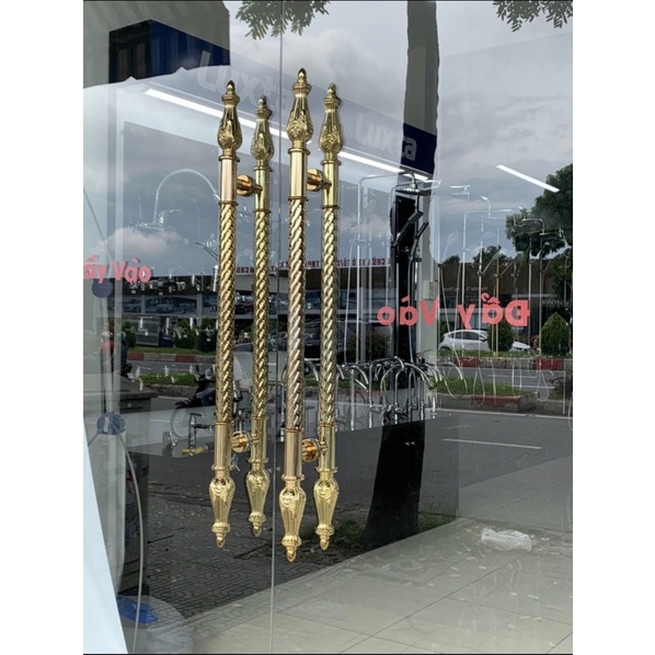 Tay Nắm Cửa Kính Cường Lực, Cửa Nhôm - Nắm Cửa Vàng Cúp Hoa