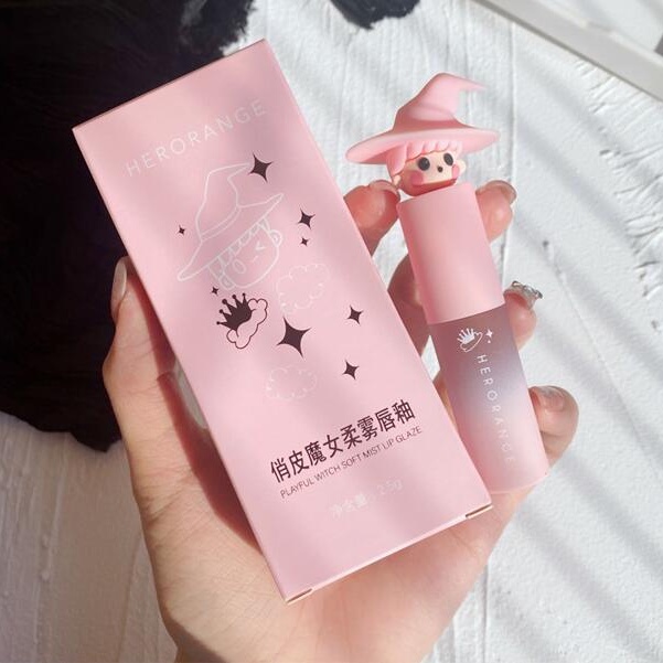 [Hàng mới về] Son bóng lì HERORANGE chất son mịn như nhung thiết kế hình phù thủy dễ thương