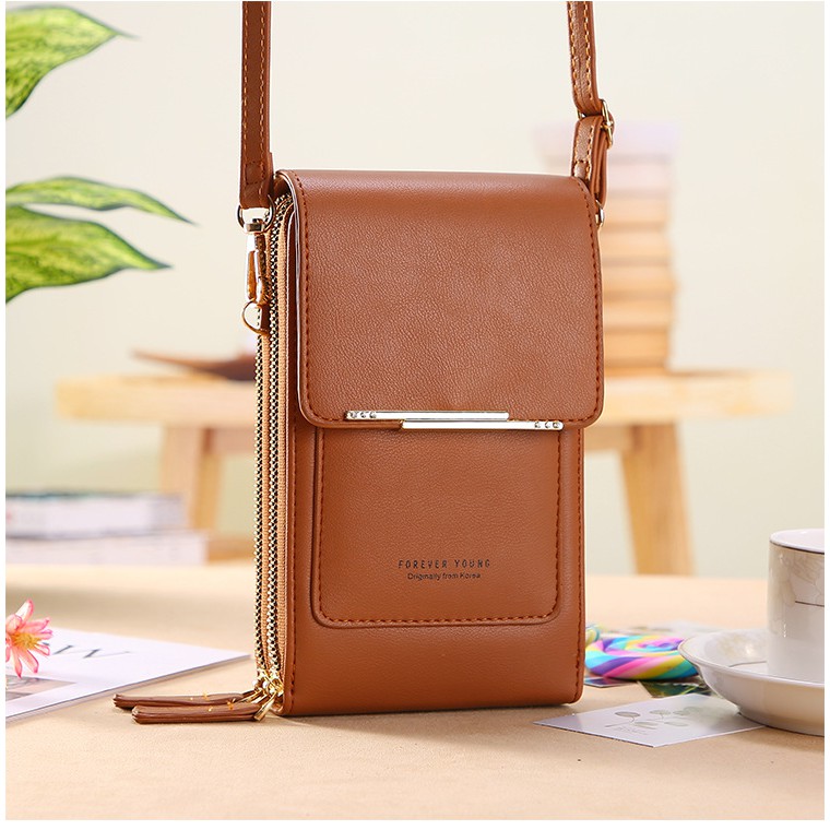 Ví nữ đựng điện thoại hai khóa kéo (có dây đeo chéo) thời trang BAG U DFK195