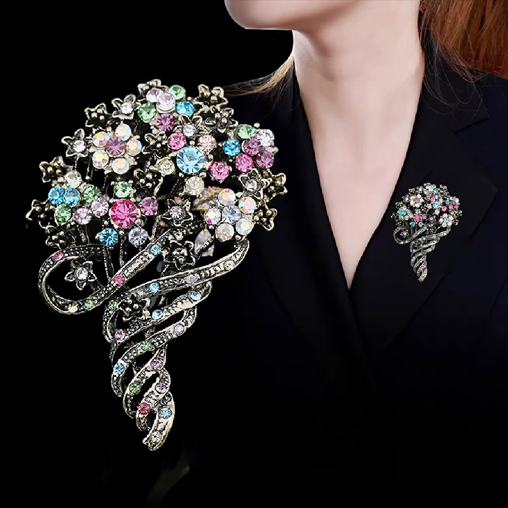 Ghim Cài Áo Đính Đá Pha Lê Phong Cách Vintage Thời Trang Cho Nữ